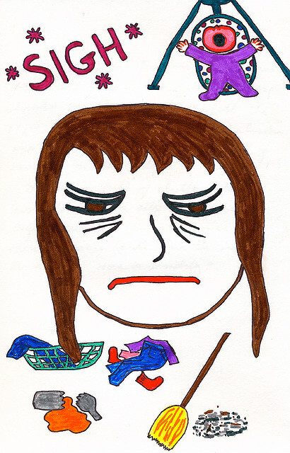 Drawing of an Angry Woman and Housework