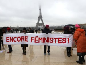 Demonstrators at France's Women's March 2018